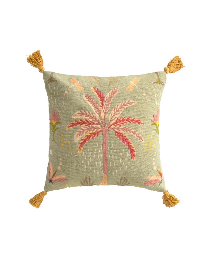 Funda de cojín con detalles bordados de 45x45cm