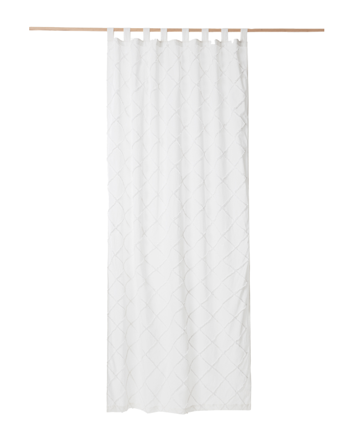 Cortina semitranslúcida de algodón color blanco de 140x280cm