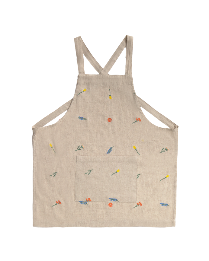 Delantal de lino crudo de 70x64cm