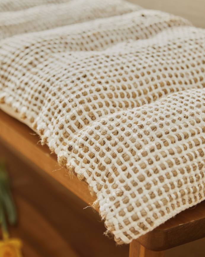 Bankkissen aus Jute und roher Baumwolle, 40x120x4cm