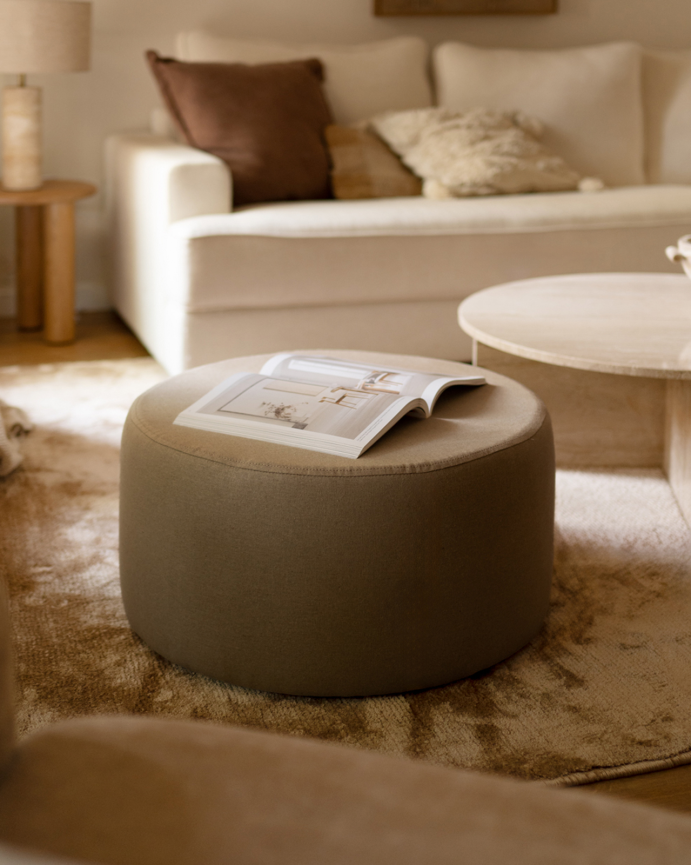 Pouf in Taupe-Ton in 60x34cm
