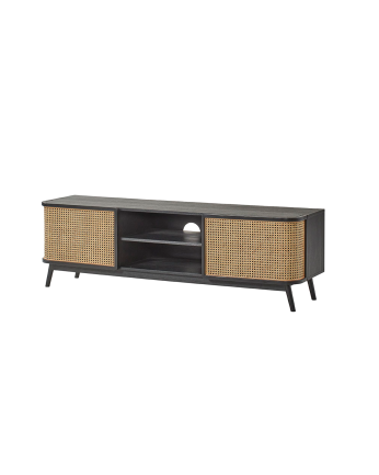 Sideboard aus Massivholz in Schwarz, 160x50 cm