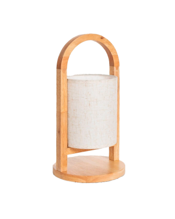 Tischleuchte aus Holz und Stoff natur 30cm