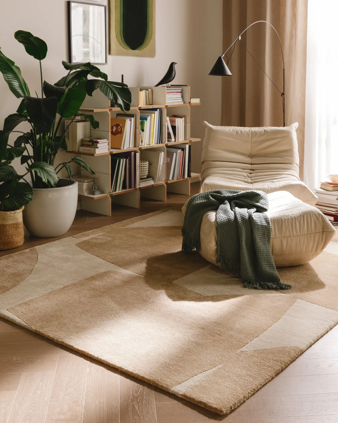 Teppich rechteckig aus Polyester beige in verschiedenen Größen