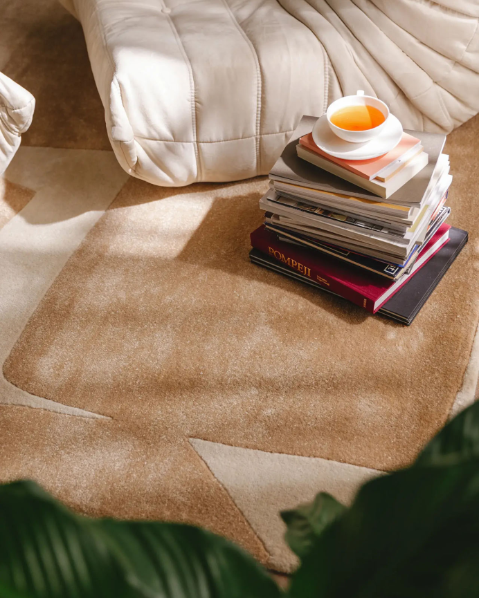 Teppich rechteckig aus Polyester beige in verschiedenen Größen