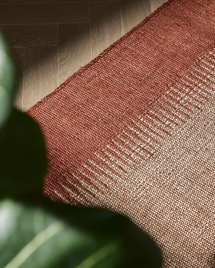 Teppich rechteckig aus Baumwolle und Jute terracotta in verschiedenen Größen