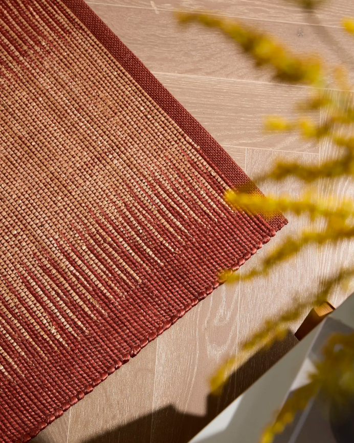 Teppich Läufer de Baumwolle und Jute terracotta in verschiedenen Größen