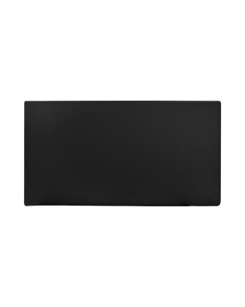 Upholstered headboard in smooth black polyurethane leather in various sizes.