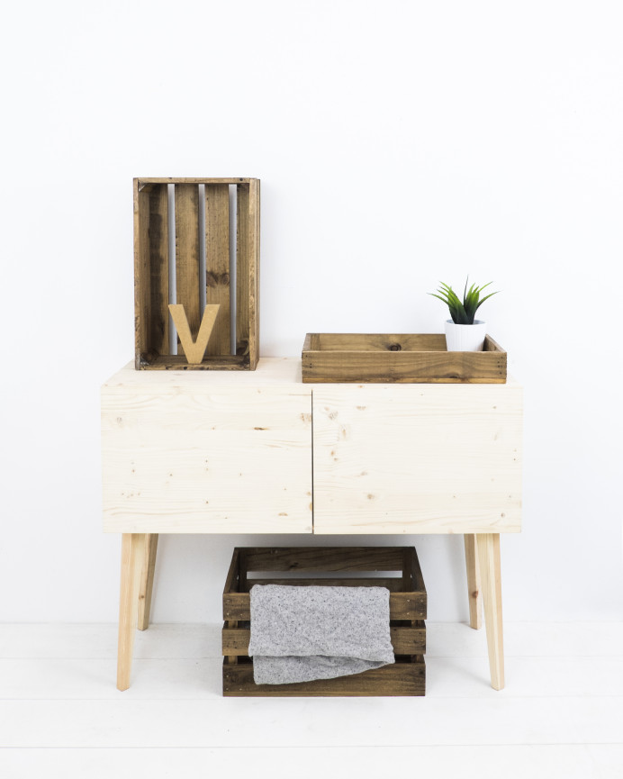Small solid wood box in dark oak tone