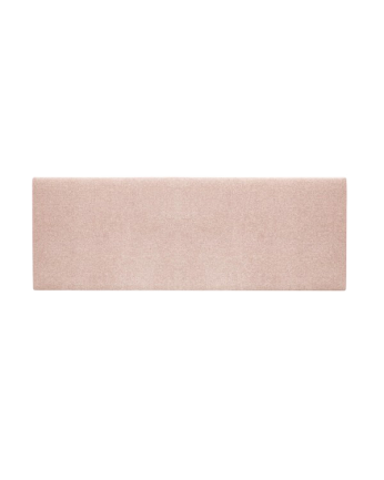 Upholstered headboard in plain polyester in pale pink color in various sizes.