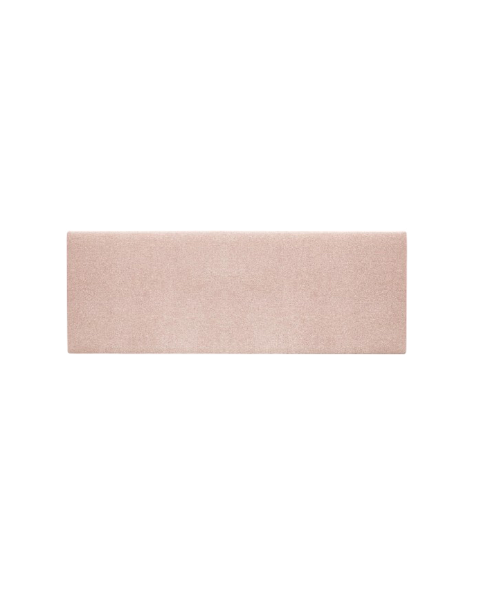 Upholstered headboard in plain polyester in pale pink color in various sizes.