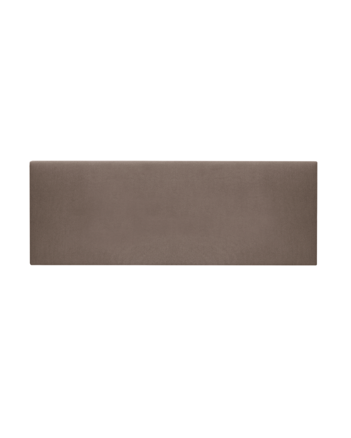 Upholstered headboard in smooth polyester in brown color in various sizes.