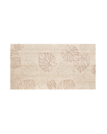 Solid wood headboard with 'Leaves lines' pattern in natural tone available in various sizes.