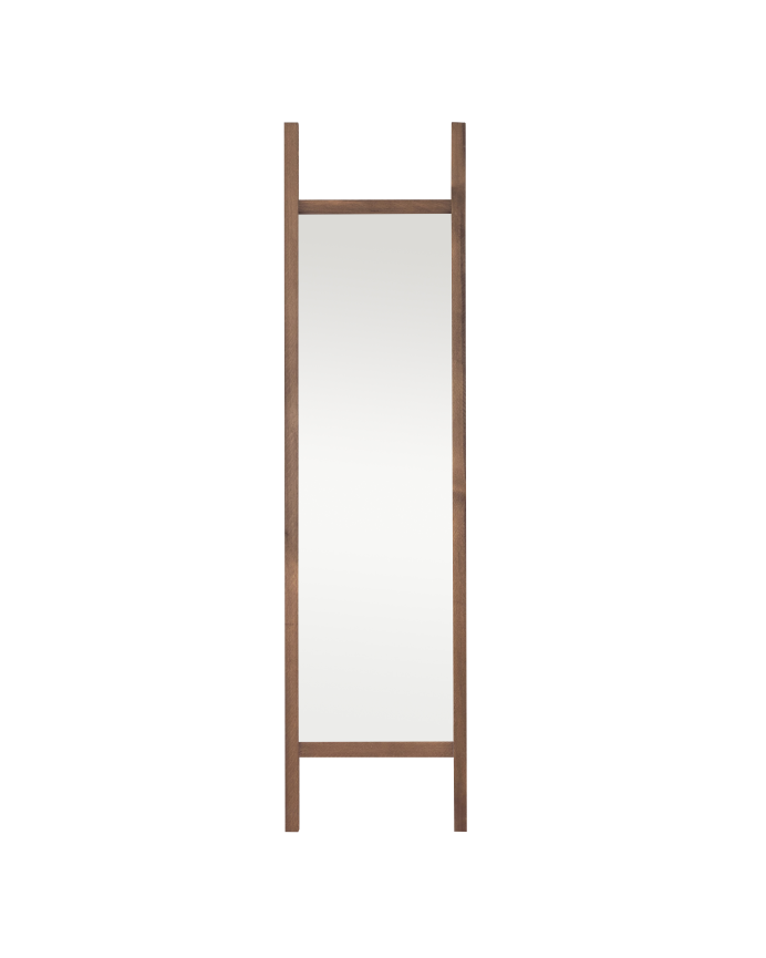 Solid dark oak wood effect mirror 45x180cm