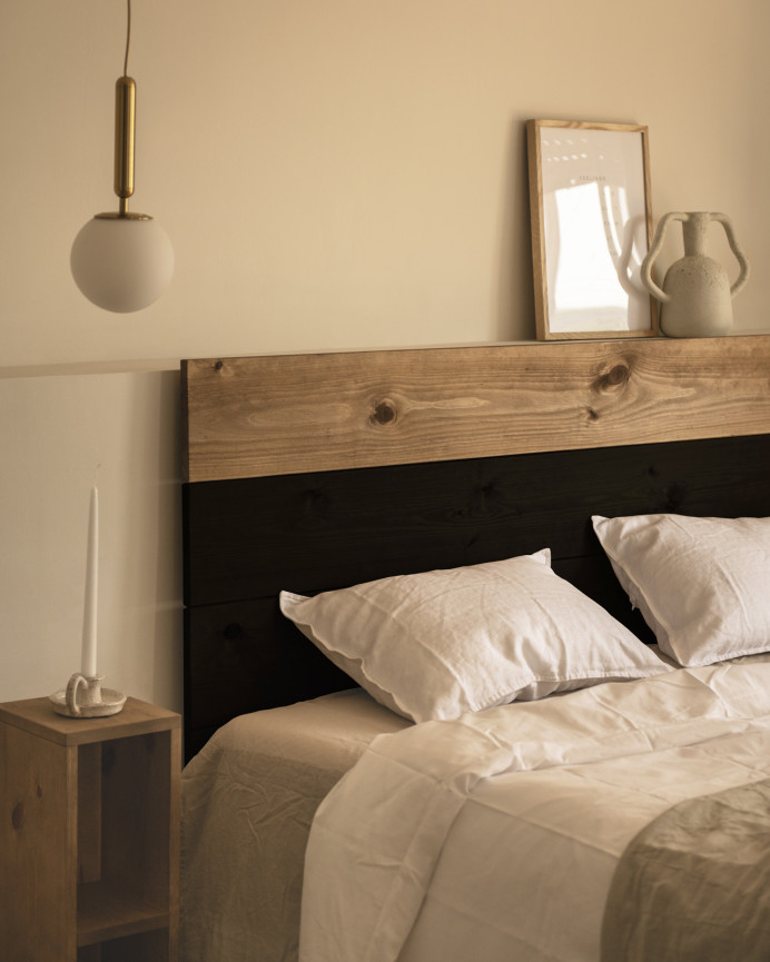 Solid wood headboard in various sizes with a distressed finish.