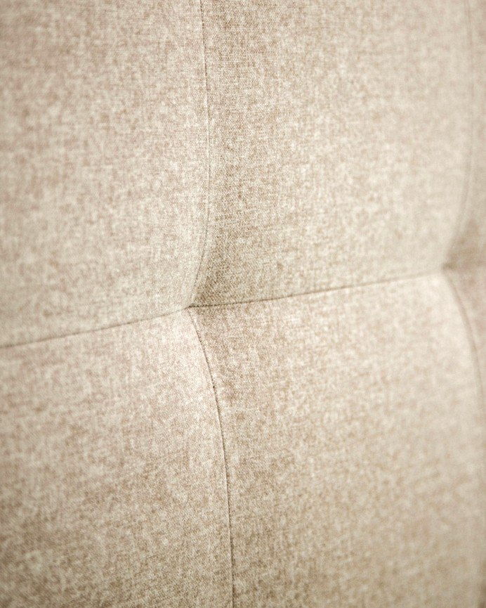 Upholstered polyester headboard with beige pleats in various sizes.
