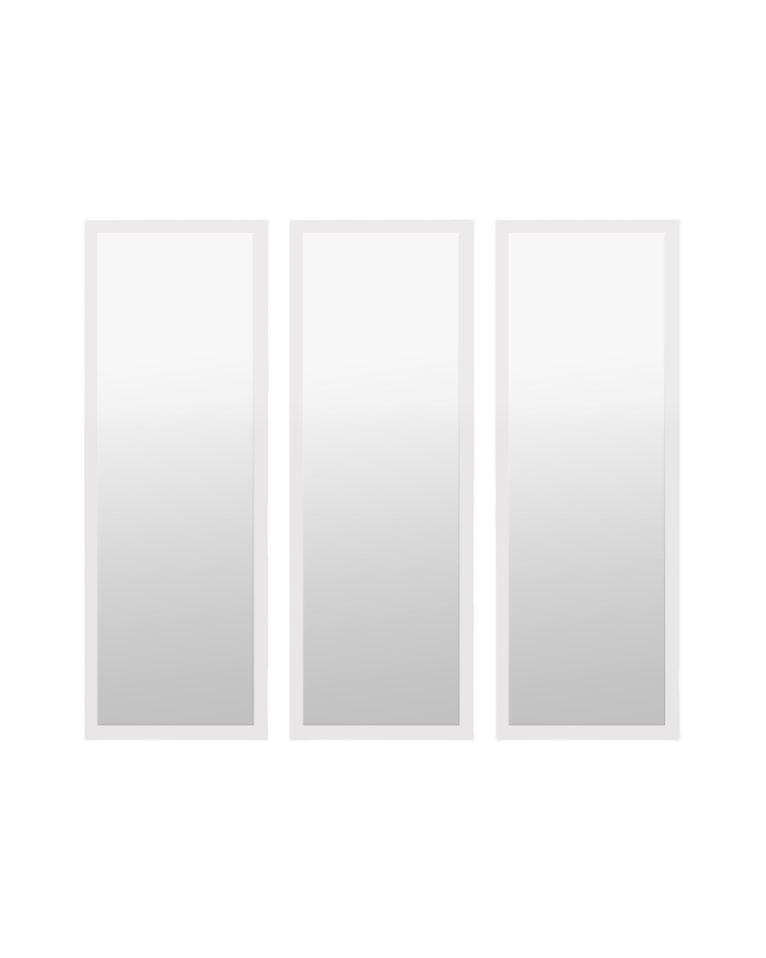 Set of 3 rectangular wall mirrors in white wood tone measuring 90x30cm