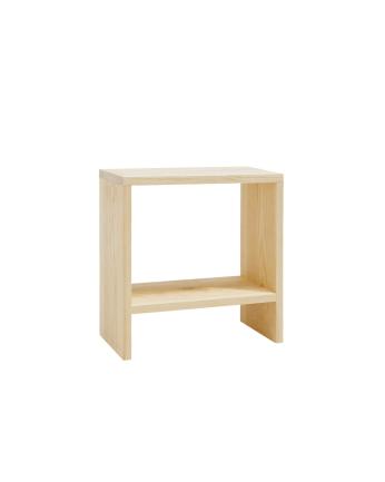 Solid wood bedside table in a natural tone measuring 40x20cm