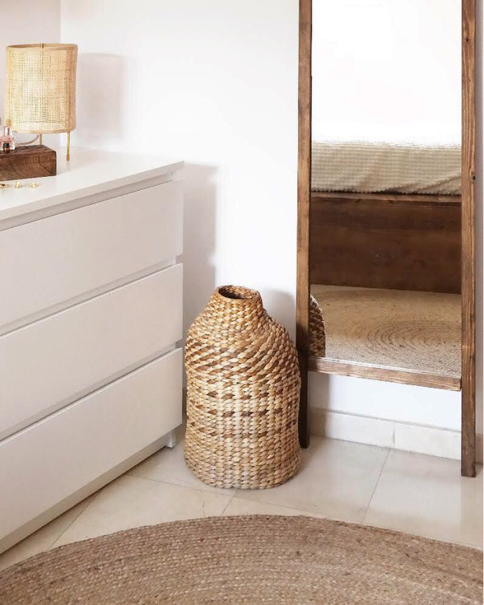 Solid dark oak wood effect mirror 45x180cm