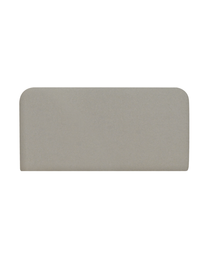Horizontal upholstered headboard with a wooden structure finished in gray in various sizes.