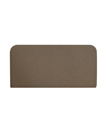 Upholstered horizontal headboard with a wooden frame finished in brown in various sizes.