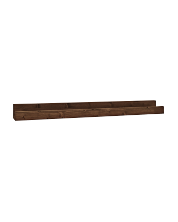 Solid walnut tone floating wooden shelf in various sizes.