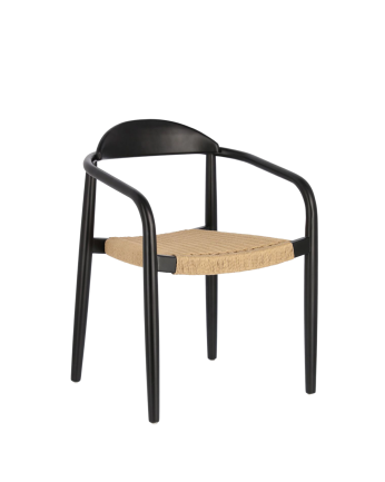Sillas con estructura de madera de eucalipto y asiento de cuerda color natural de 77x50cm