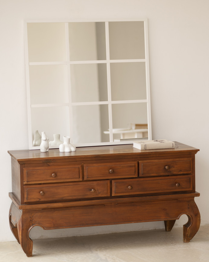 White wooden mirror of 90x90cm