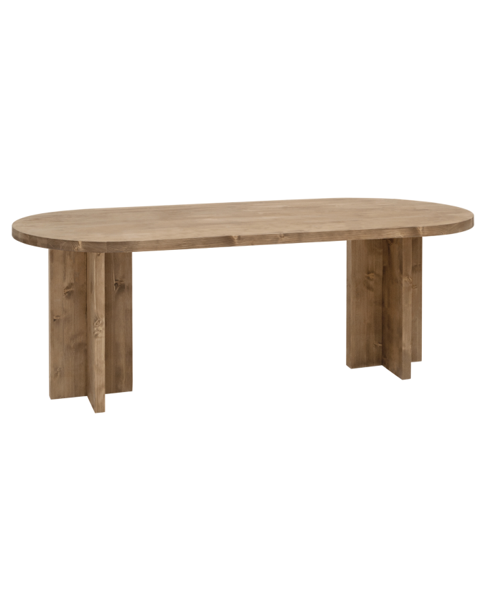 Solid wood oval dining table in dark oak tone of various sizes