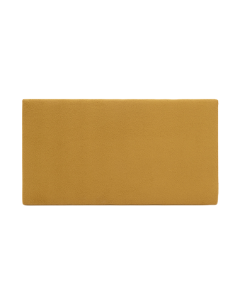 Upholstered cotton headboard in mustard color available in various sizes.