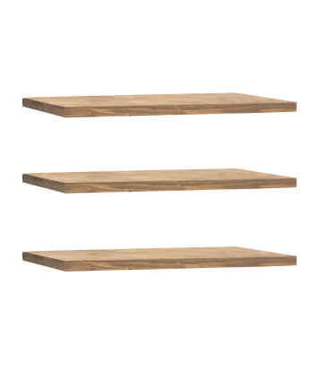 Pack of 3 solid wood floating shelves in dark oak finish, various sizes