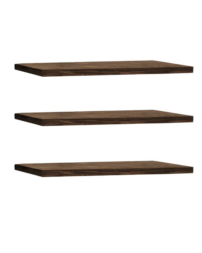 Pack of 3 solid wood floating shelves walnut finish various sizes