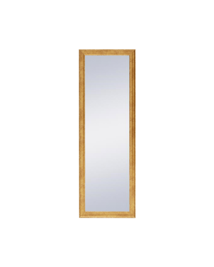 Solid wood mirror in a gold finish with a rectangular shape available in various sizes.