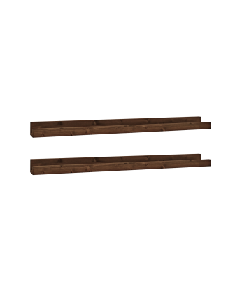 Pack 2 solid walnut tone floating wooden shelves in various sizes