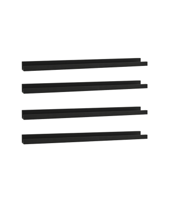 Pack of 4 solid wood floating shelves in black tone, various sizes