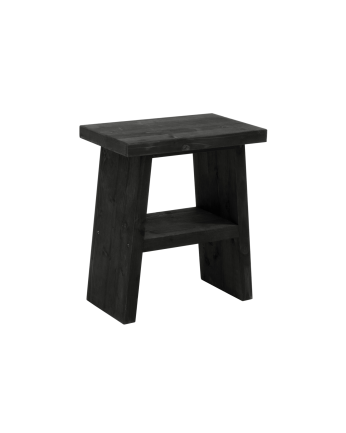 Solid wood black tone bedside table or auxiliary table measuring 45x39cm.