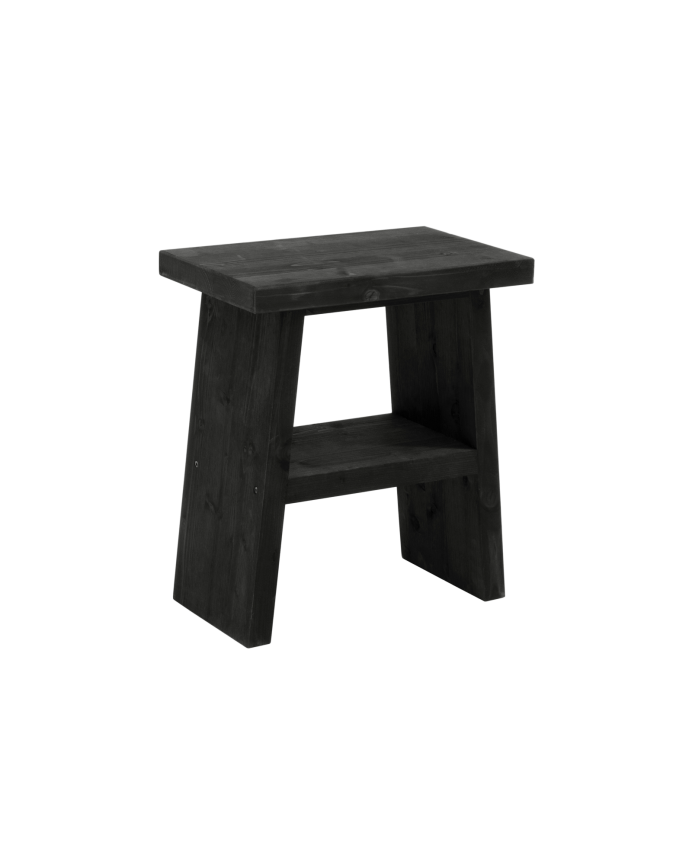 Solid wood black tone bedside table or auxiliary table measuring 45x39cm.