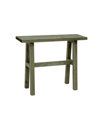 Solid wood console in green tone measuring 100x80cm.