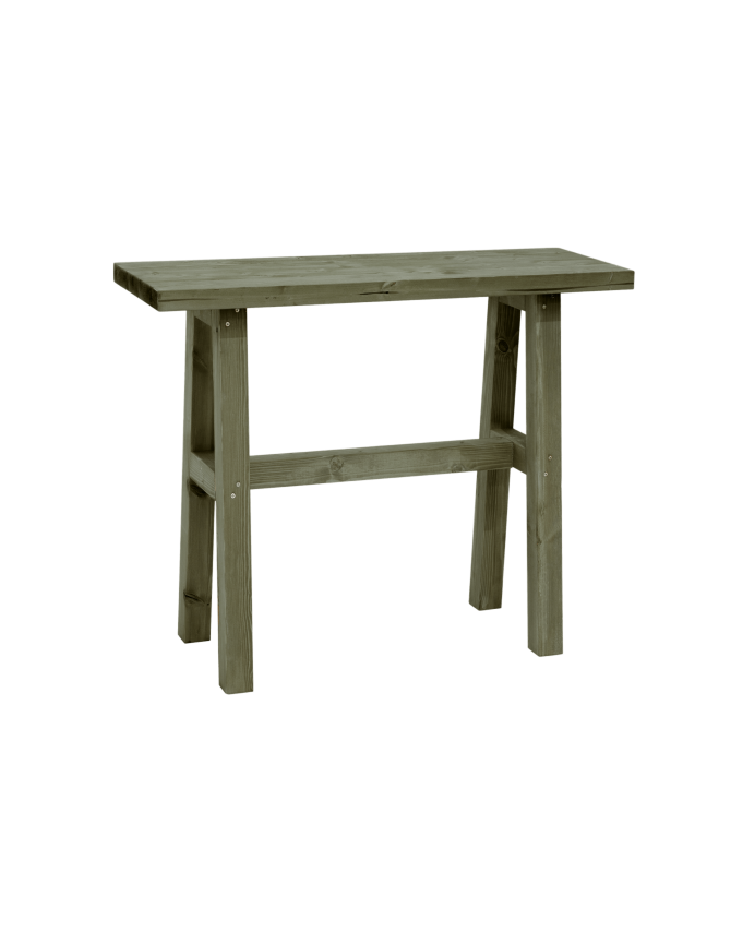 Solid wood console in green tone measuring 100x80cm.