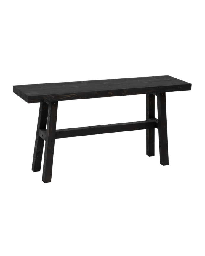 Solid wood stool in black tone, 100x50cm.