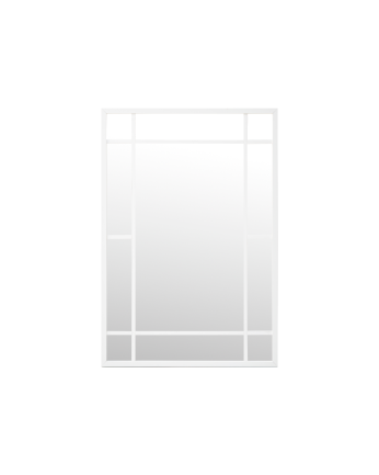 Rectangular wall mirror window type made with white finish wood