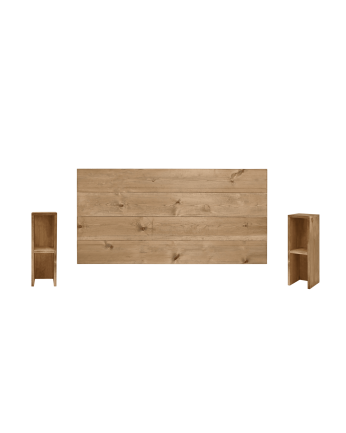 Pack solid wood headboard and dark oak tone nightstands in various sizes