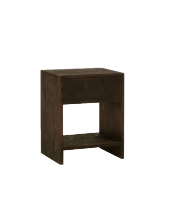 Solid wood nightstand with a walnut-tone drawer available in various sizes