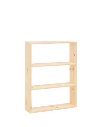 Solid wood shelf in a natural tone with 2 shelves
