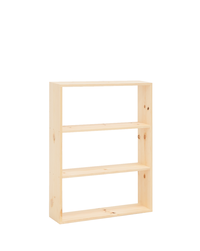 Solid wood shelf in a natural tone with 2 shelves