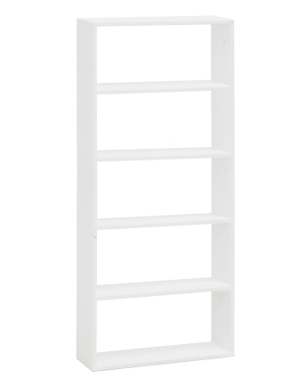 Solid wood shelf in white tone with 4 shelves
