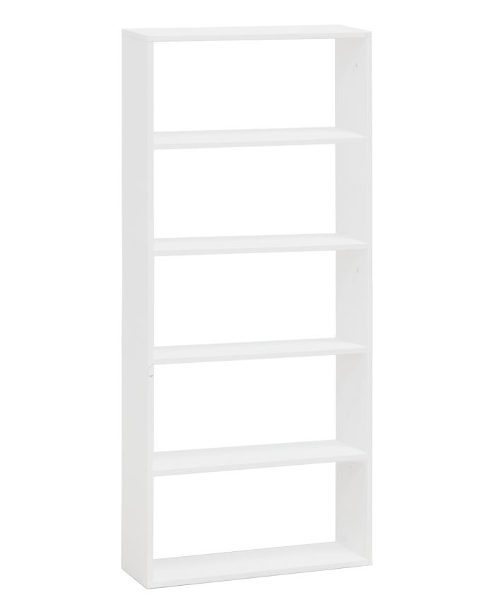 Solid wood shelf in white tone with 4 shelves