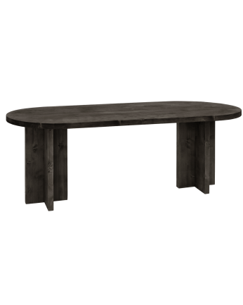 Solid wood oval dining table in black tone of various sizes