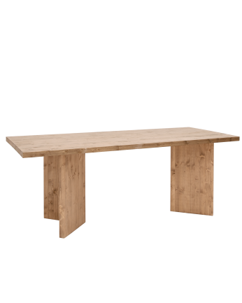 Solid wood dining table in dark oak tone available in various sizes.