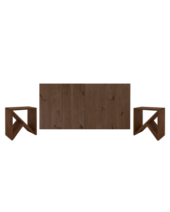 Pack solid walnut wood headboard and bedside tables in various sizes.